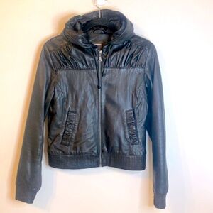 Danier Black Leather Aviator Bomber Jacket - Woman Small